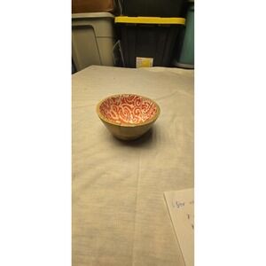 Mesa Inspired Living Mango Wood Printed Bowl Orange And White